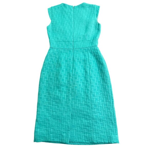 Tahari Arthur S. Levine Womens Sleeveless Sheath Dress Turquoise Size 2 Textured - Picture 4 of 5